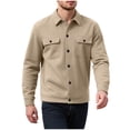 thumbnail image 1 of KeShDi Mens Jacket Mens Jackets Men Casual Fashion Button Cardigan Flip Collar Pullover Hoodie Sweatshirt Double Pockets Sweatshirt Coat Khaki S, 1 of 8