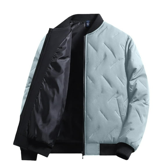 KeShDi Mens Jacket Mens Jackets Winter Men's Solid Color Thick Warm Zipper Pocket Long Sleeved Hooded Casual Jacket Coat Blue M