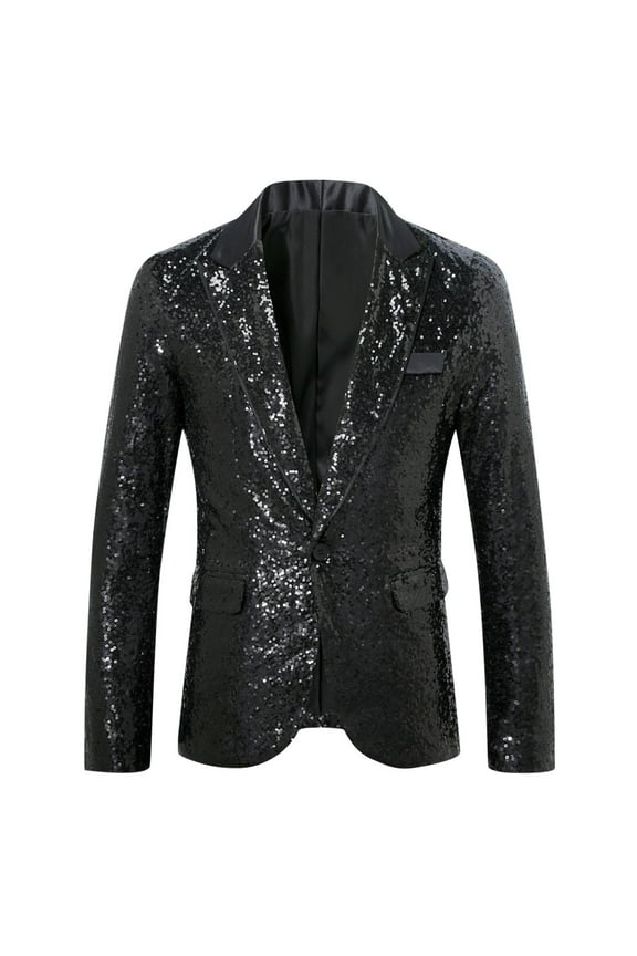 Mens Jackets Men Suit Casual Business Affairs Pocket Button Flip Collar Pattern Loose Coat Black S