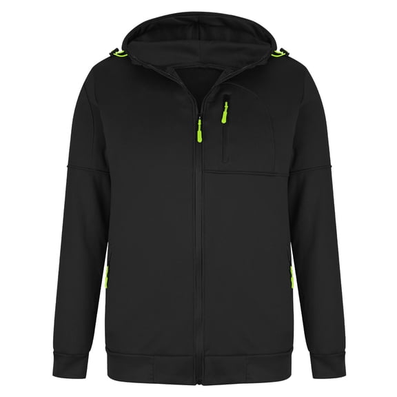 KeShDi Mens Jackets Men Zipper Casual Fashion Hooded Pockets Solid Long Sleeved Outwear Black S