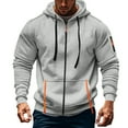 thumbnail image 1 of KeShDi Mens Jackets Men's Cargo Solid Color Multiple Pockets Sports Ditness Training Long Sleeved Hooded Casual Jacket Gray XL, 1 of 8