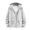thumbnail image 1 of KeShDi Mens Jackets Men's Sun Protection Clothing for winter Outdoor Fishing Thin Style Sun Protection Clothing Solid Color Long Sleeved Hooded Casual Jacket/jacket Gray 5X, 1 of 5