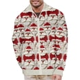 thumbnail image 1 of KeShDi Mens Leather Jacket Men's Christmas Print Warm Christmas Full Zip Cardigan Long Sleeve Hoodless Casual Coat Beige 3X, 1 of 5