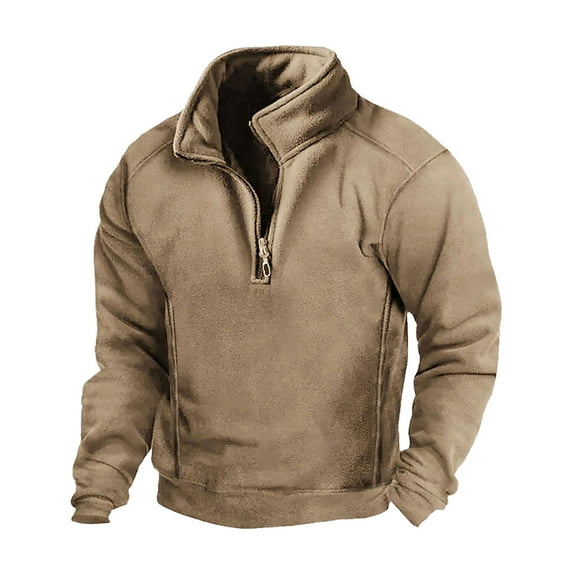 KeShDi Mens Long Sleeve Shirt Men Comfortable Solid Casual Long Sleeve Round-Neck Sweatshirt Khaki 3X