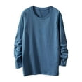 thumbnail image 1 of KeShDi Mens Long Sleeve Tee Shirts Button Down Shirt Men Men Solid Color Casual Fashion Round Neck Base Shirt Youth Long Sleeve Blue M, 1 of 6