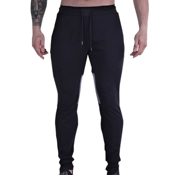 KeShDi Mens Pajama Pants Men's Fashion Casual Plicing Drawstring Cuffed Pants Sports Fitness Pants Black M