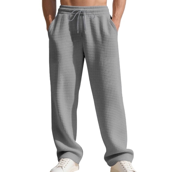 KeShDi Mens Pants Baggy Sweatpants Men's Fashion Casual Solid Color Pockets Elastic Waist Full Length Pants Gray 3X