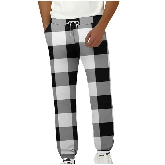 KeShDi Mens Pants Casual Gym Sweatpants Men Men Print Fashion Casual with Pockets Elastic Waist Long Pants Sweatpants Trousers White M