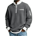 thumbnail image 1 of KeShDi Mens Quarter Zip Pullover Men's Casual Loose Fashion Long Sleeve Tops Stang Collar Quarter Zip Pullover Top/shirt Gray M, 1 of 7