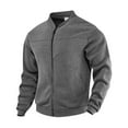 thumbnail image 1 of KeShDi Mens Rain Jacket Mens Bomber Jacket Men's Casual Solid Color Zipper Loose Pocket Lapel Long Sleeved Jacket Dark Gray L, 1 of 7