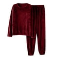 thumbnail image 1 of KeShDi Mens Satin Pajamas Set Men Fashion Pajama Solid Casual Round-Neck Long Sleeve Pants Set Sleepwear Wine L, 1 of 4