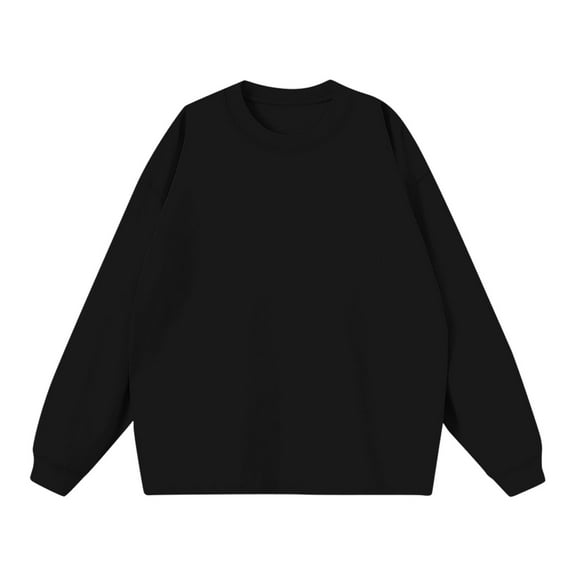 KeShDi Mens Shirts Men's Solid Color Winter Loose Long Sleeved T-shirt Black 2X