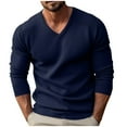 thumbnail image 1 of KeShDi Mens Shirts Sweater V Neck Men Casua Solid Color V Neck Pullover Thick Long Sleeved Sweater Navy 2X, 1 of 9
