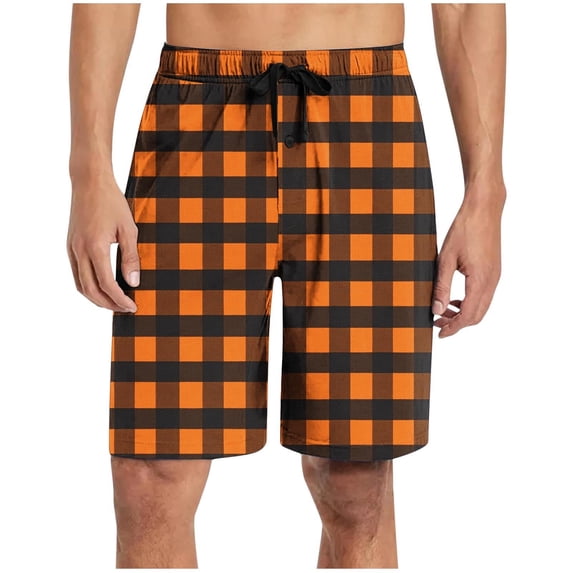 KeShDi Mens Shorts Casual Sweat Shorts Men Casual Loose Lace-up Elastic Waist Pajama Striped Pockets Suitable Sports Fitness Home Wear Half Shorts Pants Orange 3X
