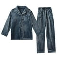 thumbnail image 1 of KeShDi Mens Silk Pajamas Fashion Men Flip Collar Long Sleeves Tie Buckle Pocket Elastic Waist Lace Up Trousers Flannel Pajama Set Blue L, 1 of 8