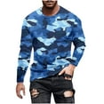 thumbnail image 1 of KeShDi Mens Sweatshirt Mens Flannel Shirt Men's Camouflage Print Crewneck Casual Long-sleeved Blue L, 1 of 5