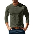 thumbnail image 1 of KeShDi Mens Sweatshirt Mens Flannel Shirt Men's Solid Color Long Sleeved Round Neck Button Corduroy Top T-shirt Army Green 3X, 1 of 8