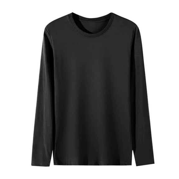KeShDi Mens T-Shirts Black Sweatshirt Men's Fashion Plus Size Pullover Solid Color Round Neck Casual Long Sleeved Top Black 3X