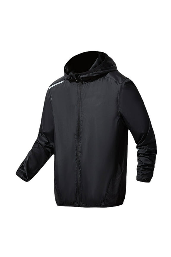 Mens T-Shirts Men Women Unisex UPF40+ Sunscreen Light Breathable Outdoor Hiking Reflective Sports Jacket Long-sleeved Hooded Top Black L