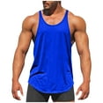 thumbnail image 1 of KeShDi Mens Tank Tops Men's Solid Color Exercise Close-fitting High Resilience Round Neck Fitness Short-sleeved Blue 4X, 1 of 5