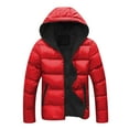 thumbnail image 1 of KeShDi Mens Winter Coats Men's Fashion Casual and Winter Color Contrast Thick Hooded Jacket Red 2X, 1 of 3