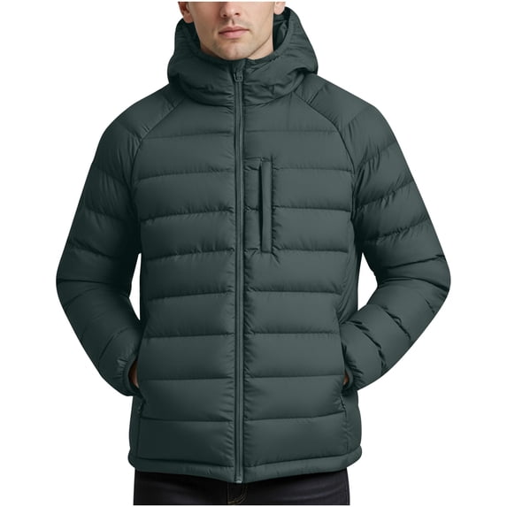 KeShDi Mens Winter Jacket Men's Jacket Solid Color Long Sleeved Multi Pocket Multifunctional Warm Windproof Casual Travel Jacket Green 2X