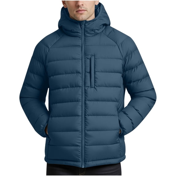 KeShDi Mens Winter Jacket Men's Jacket Solid Color Long Sleeved Multi Pocket Multifunctional Warm Windproof Casual Travel Jacket Navy 3X