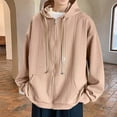 thumbnail image 1 of KeShDi Mens Winter Jacket Men's Vintage Solid Color Pocket Zipper Long Sleeved Hooded Casual Jacket Coffee M, 1 of 7