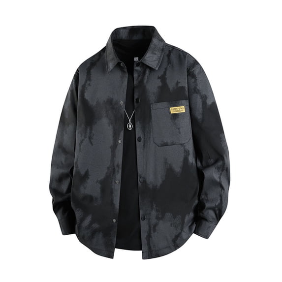 KeShDi Mens Winter Jacket Mens Bomber Jacket Men's Casual Fashion Long Sleeve Button Down Shirt Workwear Style Collared Cardigan Jacket Black L