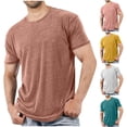 thumbnail image 1 of KeShDi Mens Work Tee Shirts Big and Tall Tops Trendy Summer Casual Short Sleeve with Round Neck Sports Top Brown M, 1 of 6