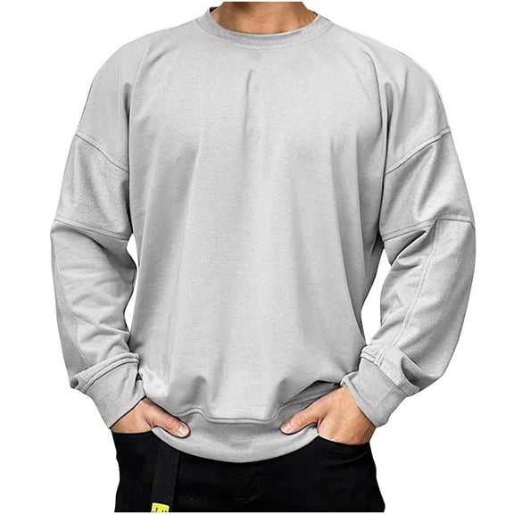 KeShDi Mock Neck Sweatshirt Men Casual Sweatshirts Round Neck Pullover Long Sleeve Sweatshirt Gray 3X