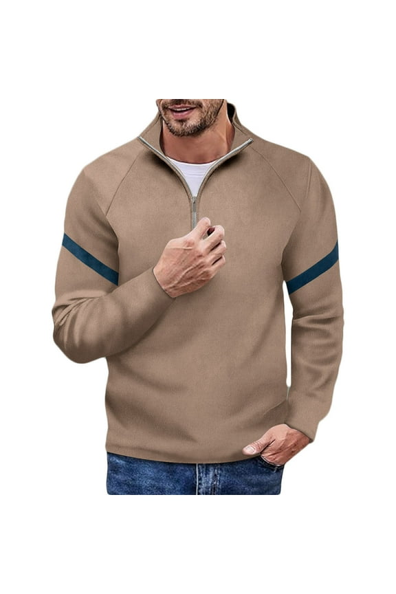 Oversized Tshirts for Men Suede Lapel Button Pocket Fallow Long-Sleeved Hoodless Casual Coat/Jacket Beige S