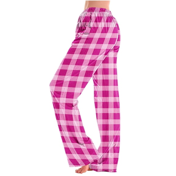 KeShDi Pajama Pants Plaid Pants for Women Striped Pants Women's Home Pocket Print Pajamas Daily Home Clothes Long Pants Pink 3X