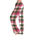 thumbnail image 1 of KeShDi Pajama Pants Plaid Pants for Women Striped Pants Women's Home Pocket Print Pajamas Daily Home Clothes Long Pants Pink L, 1 of 4
