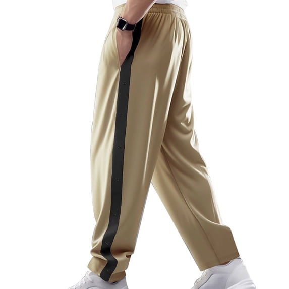 KeShDi Pants for Men Fashion Casual Sports Breasted Loose Straight Leg Wide Button Pants Khaki 3X