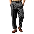 thumbnail image 1 of KeShDi Pants for Men Pleated Wide Leg Loose Fit High Waist Casual Dress Trousers Dark Gray L, 1 of 9