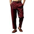 thumbnail image 1 of KeShDi Pants for Men Pleated Wide Leg Loose Fit High Waist Casual Dress Trousers Wine 2X, 1 of 9
