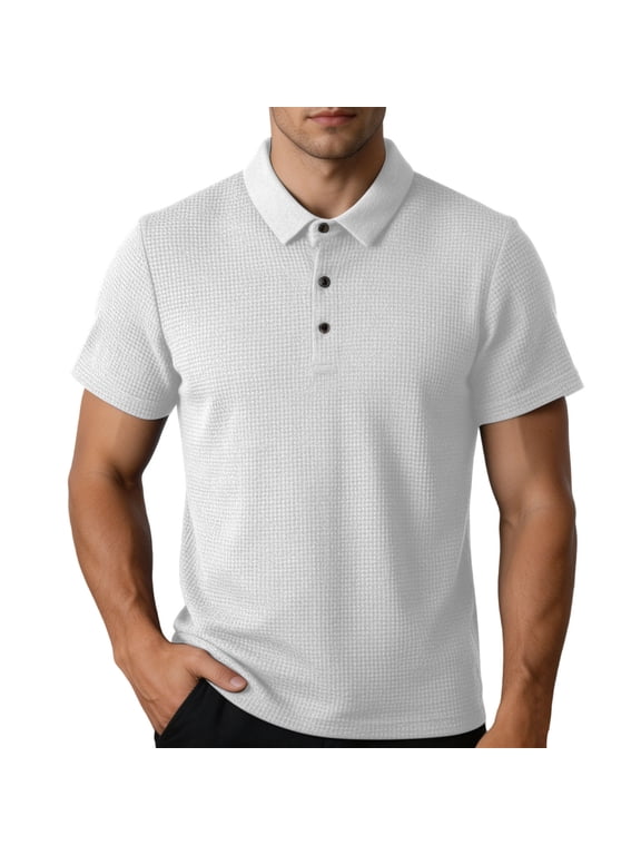 Polo Shirt Men Y2k Tops Summer Style Mens Short-sleeved T-shirt Fashionable and Versatile Casual Wear Thin and Breathable with A Lapel Collar Suitable for Middle-aged Men White 3X