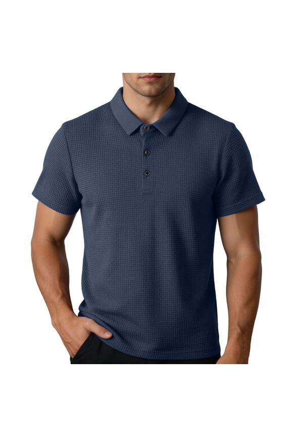 Polo Shirt Men Y2k Tops Summer Style Mens Short-sleeved T-shirt Fashionable and Versatile Casual Wear Thin and Breathable with A Lapel Collar Suitable for Middle-aged Men Blue 3X