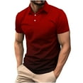 thumbnail image 1 of KeShDi Polo Shirts Henley Tshirts for Men Men Casual Solid Short Sleeve Turn Down Collar Buttons T-Shirt Blouse Red 3X, 1 of 6