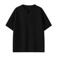 thumbnail image 1 of KeShDi Polo Shirts for Men Chiffon Blouse Burnout Men Fashion Leisure Motion Solid Color Versatile V-neck T-shirt Black XL, 1 of 3