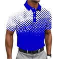 thumbnail image 1 of KeShDi Polo Shirts for Men Work 3/4 Length Sleeve Tops Men's Geometry Printing Button Casual Short Sleeve Turndown Collar Blouse Shirt Blue 5X, 1 of 5