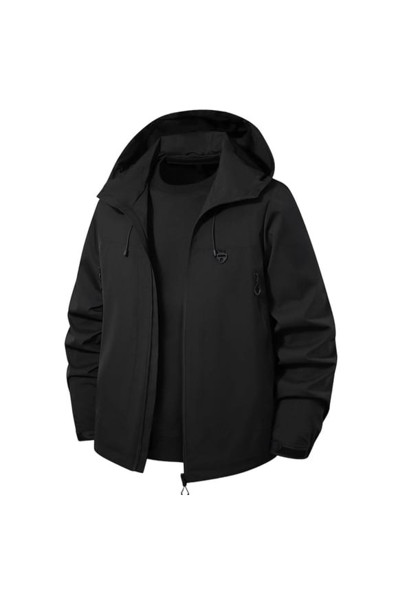 Puffer Jacket Men Men's Stormcoat Windproof Hooded Jacket Mountaineering Solid Color Top Waterproof Men's Long Sleeved Hooded Casual Jacket/jacket Black 5X