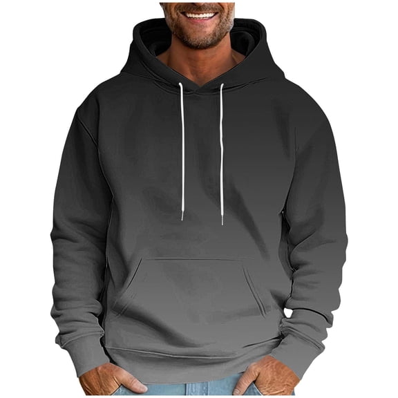 KeShDi Puffer Jacket Men's Fashion Print Leisure Draw Rope Hooded Sweatshirt Hooded Hoodie Dark Gray 3X