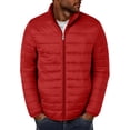 thumbnail image 1 of KeShDi Puffer Jacket Mens Solid Color Pocket Jacket Top Jacket Red 3X, 1 of 5
