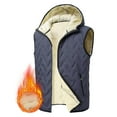 thumbnail image 1 of KeShDi Puffer Vest Red Vest Men's Solid Color Sleeveless Detachable Hooded Zipper Cardigan Warm Jacket Blue 3X, 1 of 9