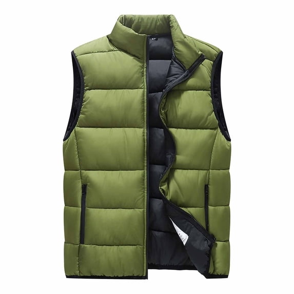 KeShDi Puffer Vest for Men Stand Collar Sleeveless Zip Up Casual Winter Vest Coat with Pockets Army Green 2X