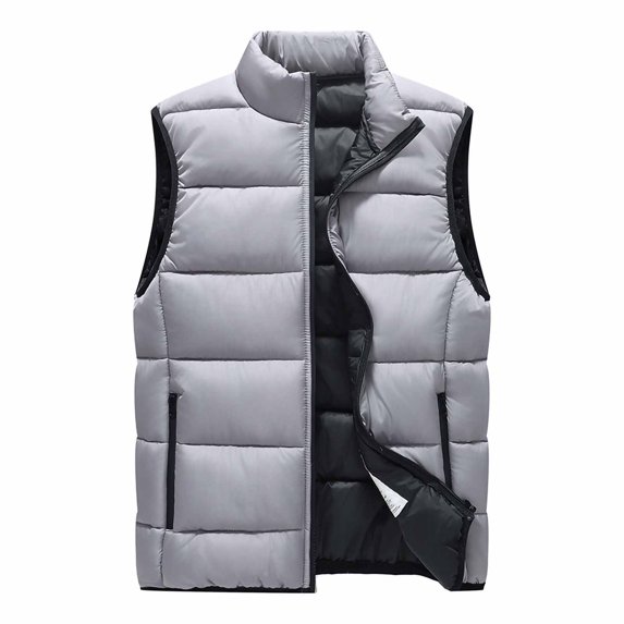 KeShDi Puffer Vest for Men Stand Collar Sleeveless Zip Up Casual Winter Vest Coat with Pockets Gray 5X