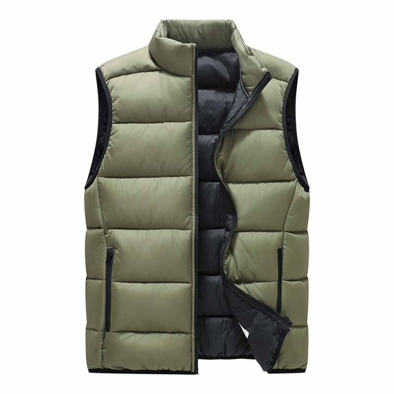 KeShDi Puffer Vest for Men Stand Collar Sleeveless Zip Up Casual Winter Vest Coat with Pockets Green 3X