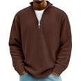 thumbnail image 1 of KeShDi Quarter Zip Pullover Men T Shirts for Man Long Sleeve Men's Casual Fashion Long Sleeve Tops Ribbed Stand Collar Quarter Zip Long Sleeve Stand Collar Top/shirt Coffee S, 1 of 7